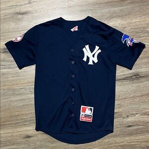 Men’s Supreme Yankees Dark Blue Baseball Jersey